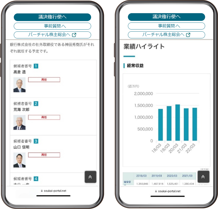 株主総会ポータル 画面イメージ